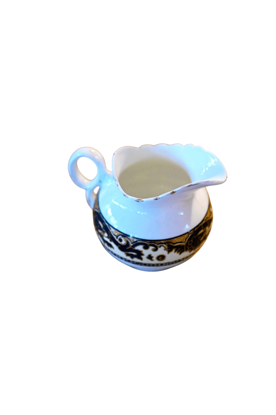 Royal Grimwade Ming Milk Jug White with black and gold intricate design