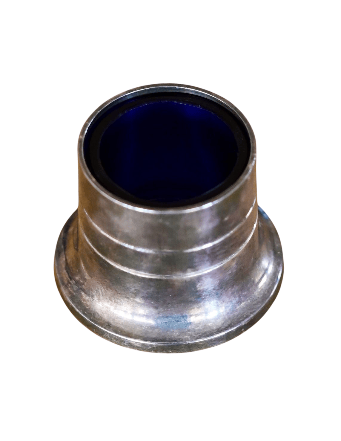 Salt Pinch Pot Silver with blue glass