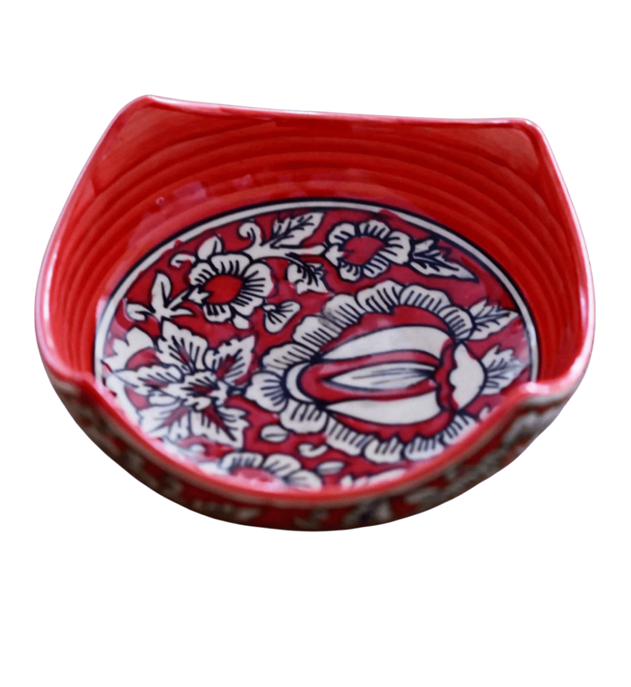 Painted Indian Bowl Red, White, Black
