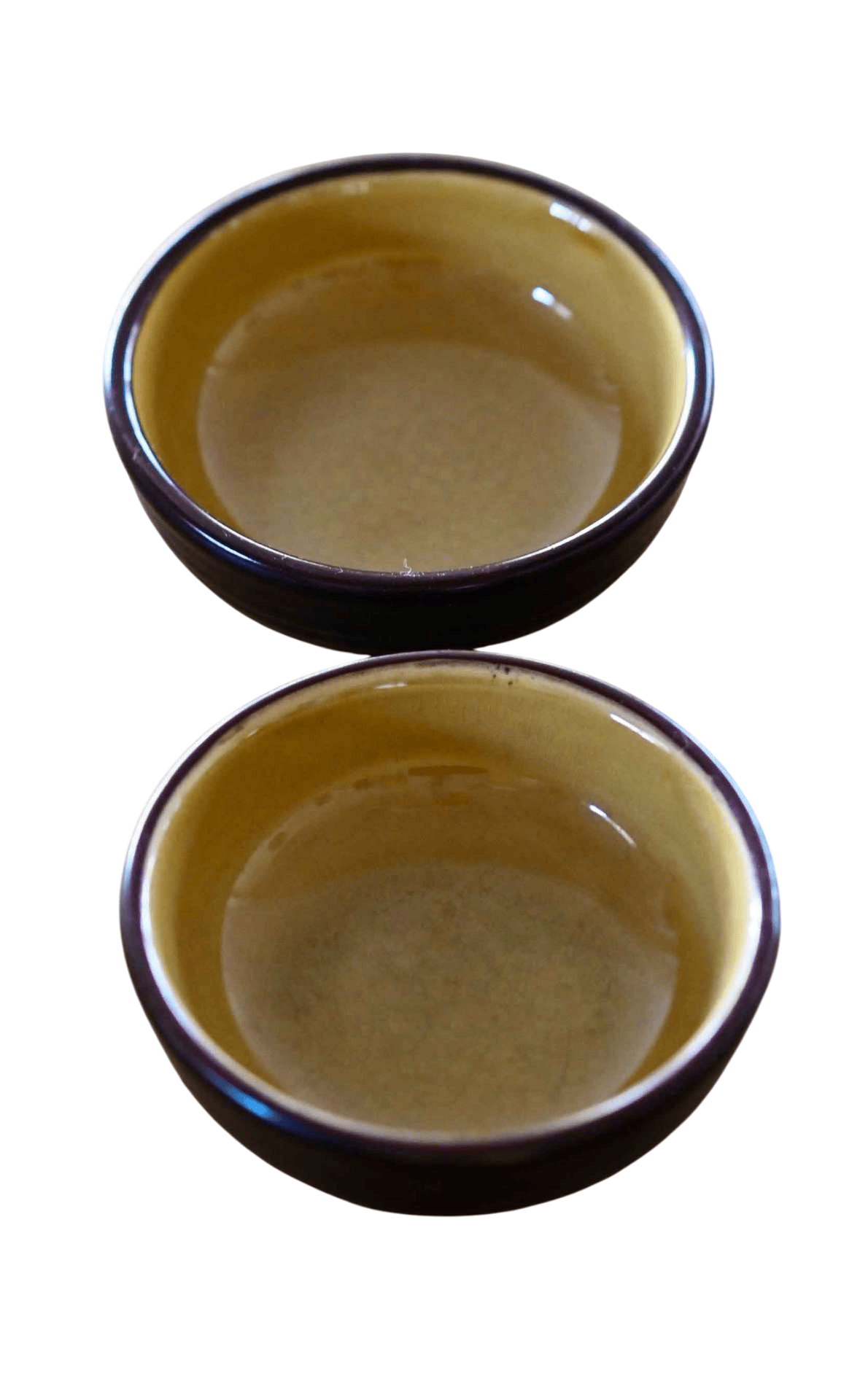 2 x Japanese Small bowls ochre and brown