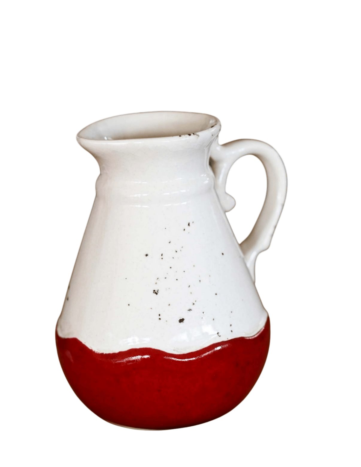 handmade pottery jug White and Red