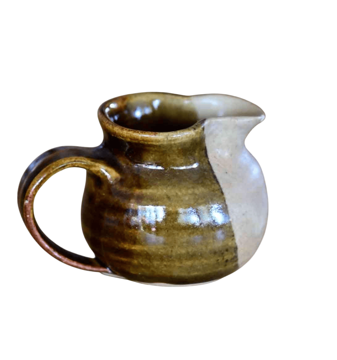 small pottery jug Earthy brown and beige