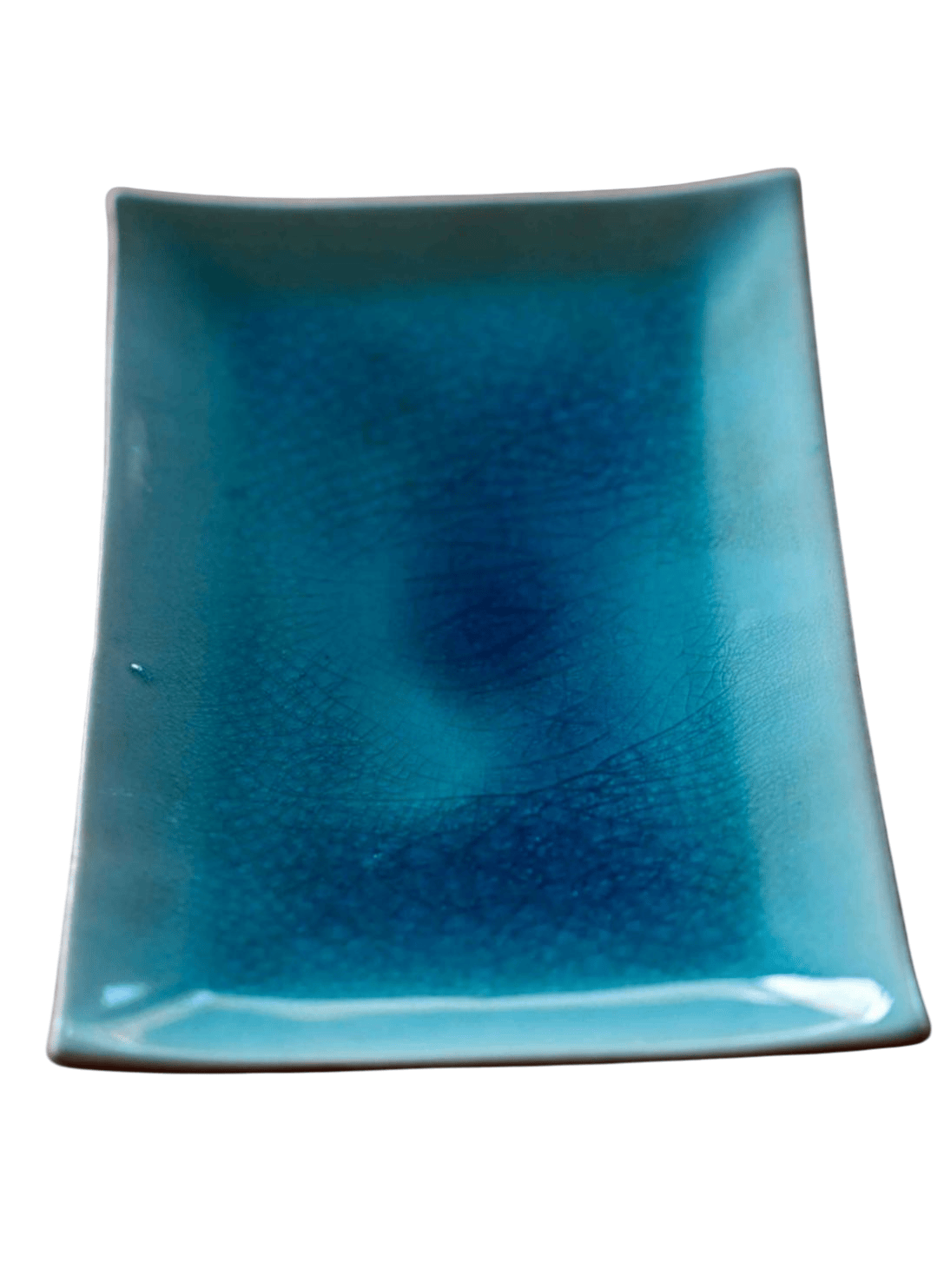 Japanese ceramics turquoise crackle glaze plate