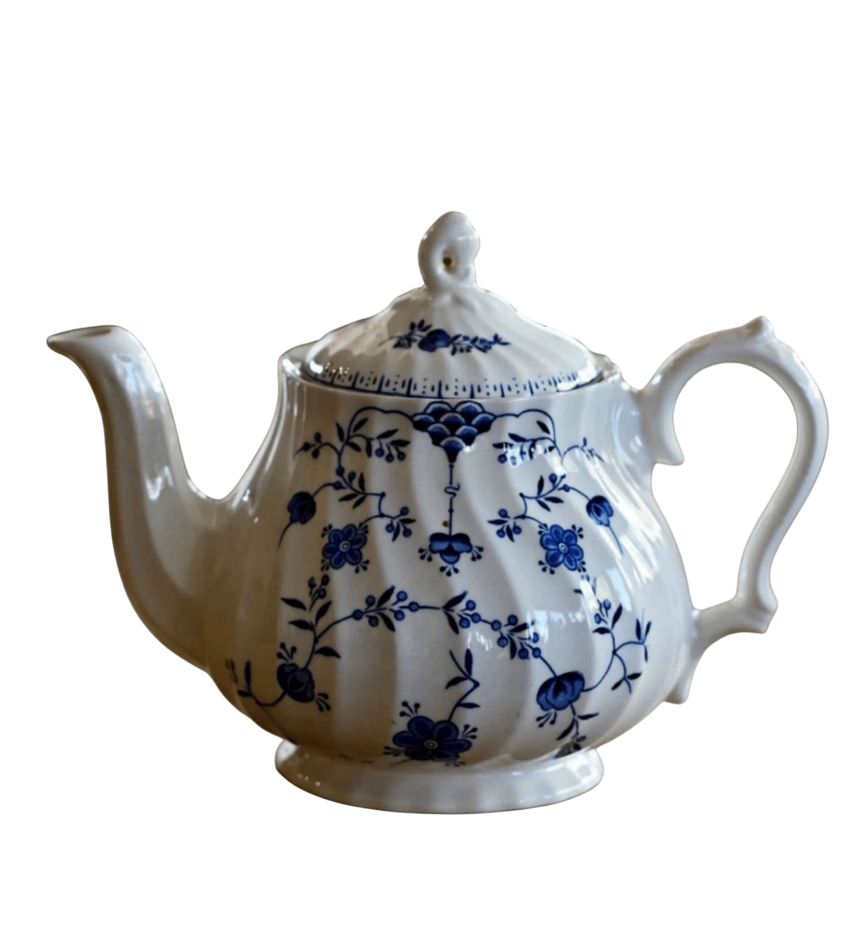 teapot White with Blue floral pattern