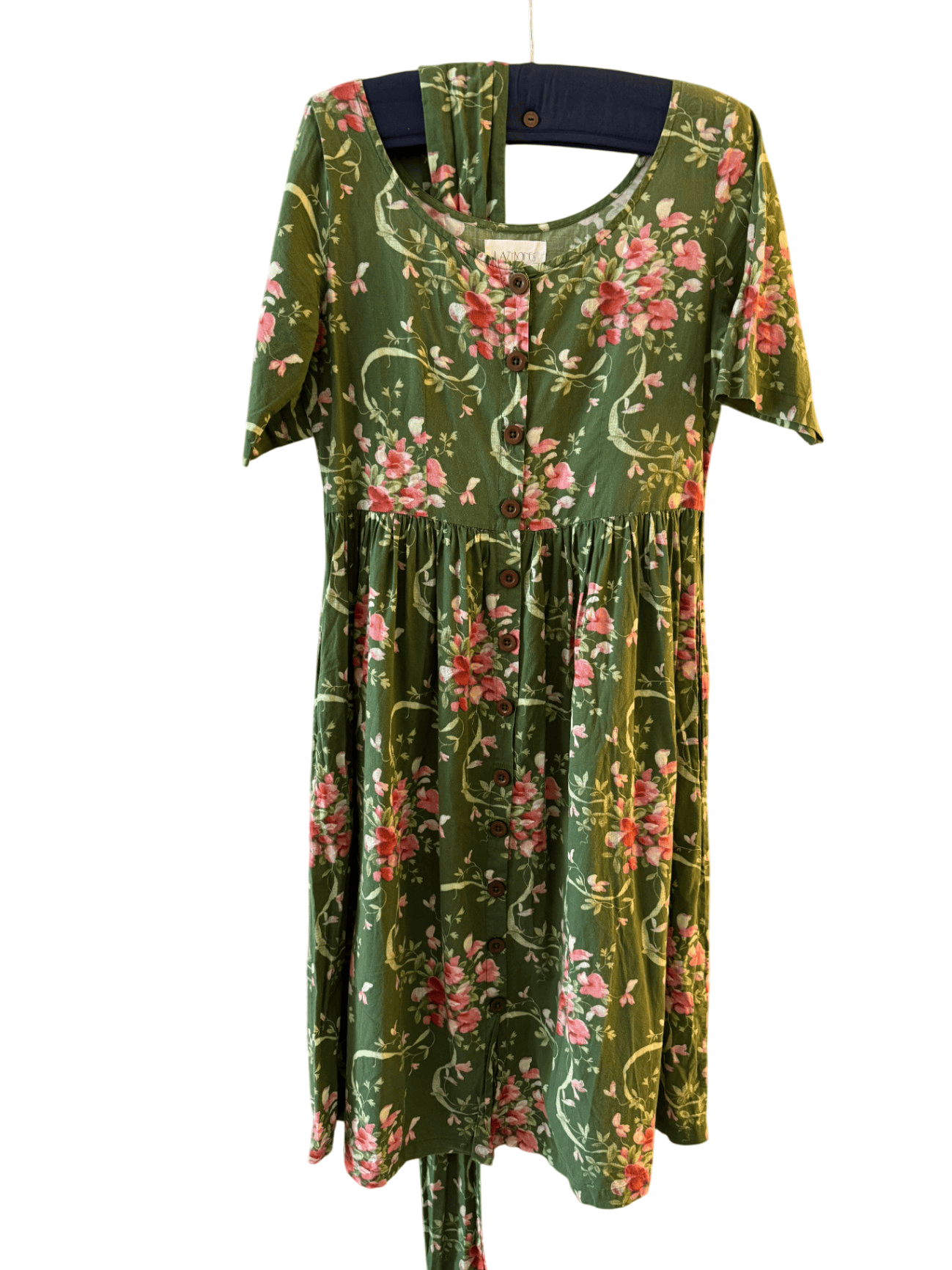 Pre-loved Lazybones green pink button with belt