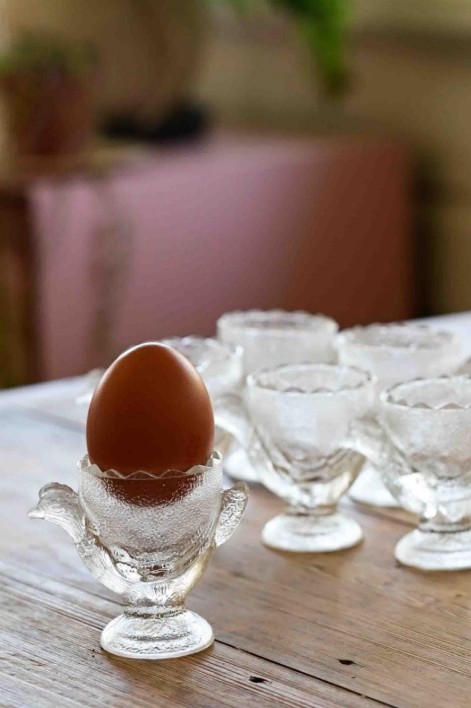 Vintage chicken glass egg cups Set of 6