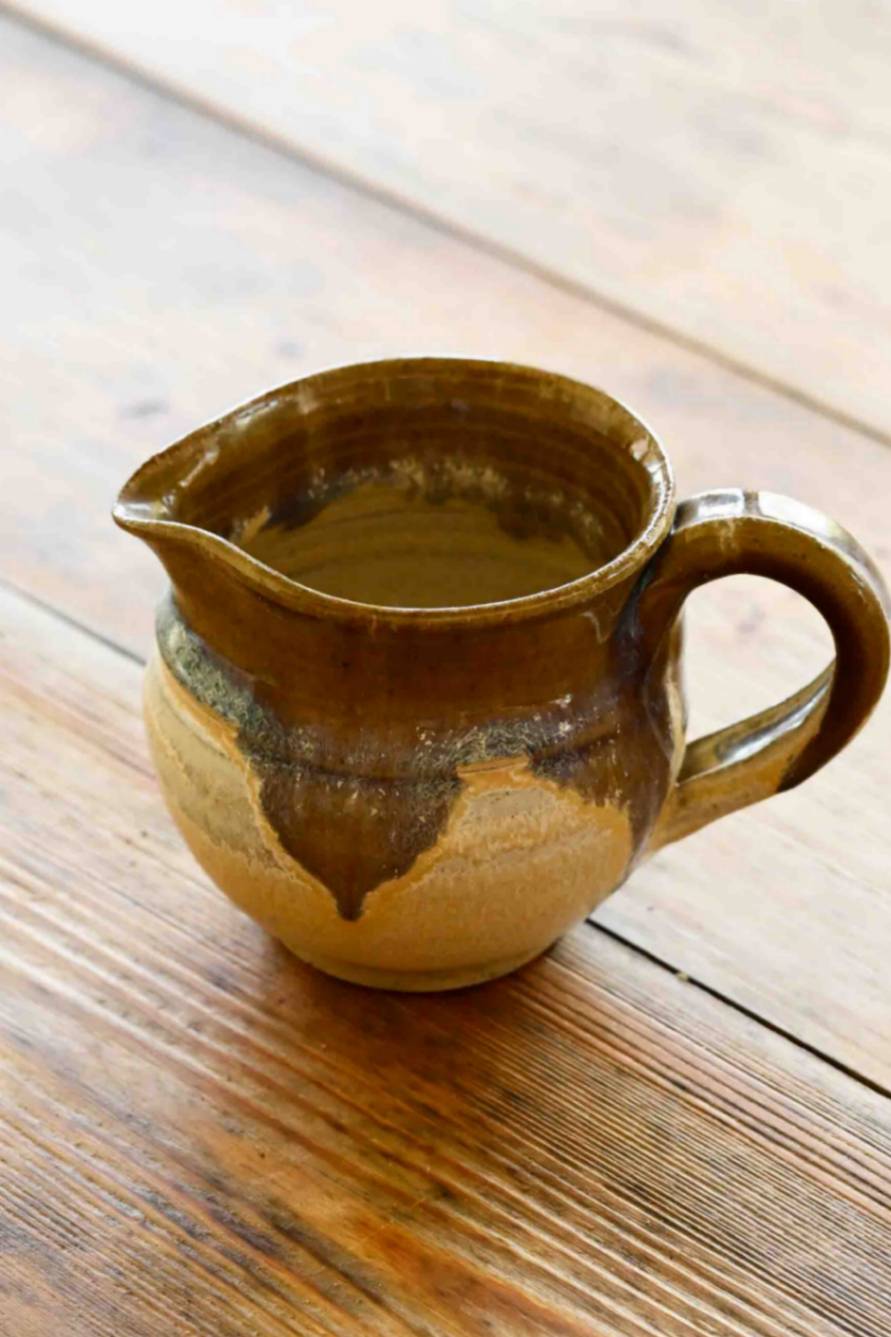handmade pottery jug Brown and beige
