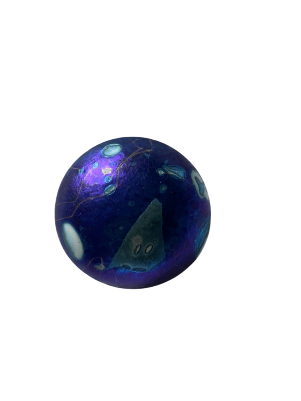 handmade paperweight Iridescent blue unsigned