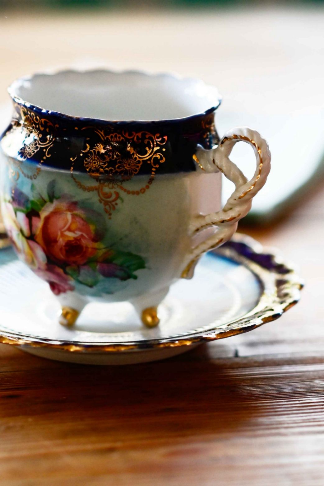 Rare antique European footed teacup and saucer c. 1890
