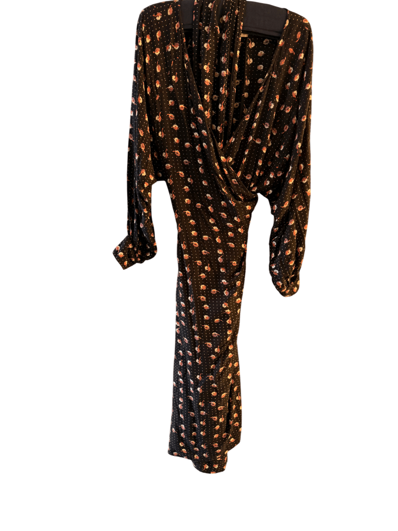 Pre Loved Lazybones Wrap Dress Black floral