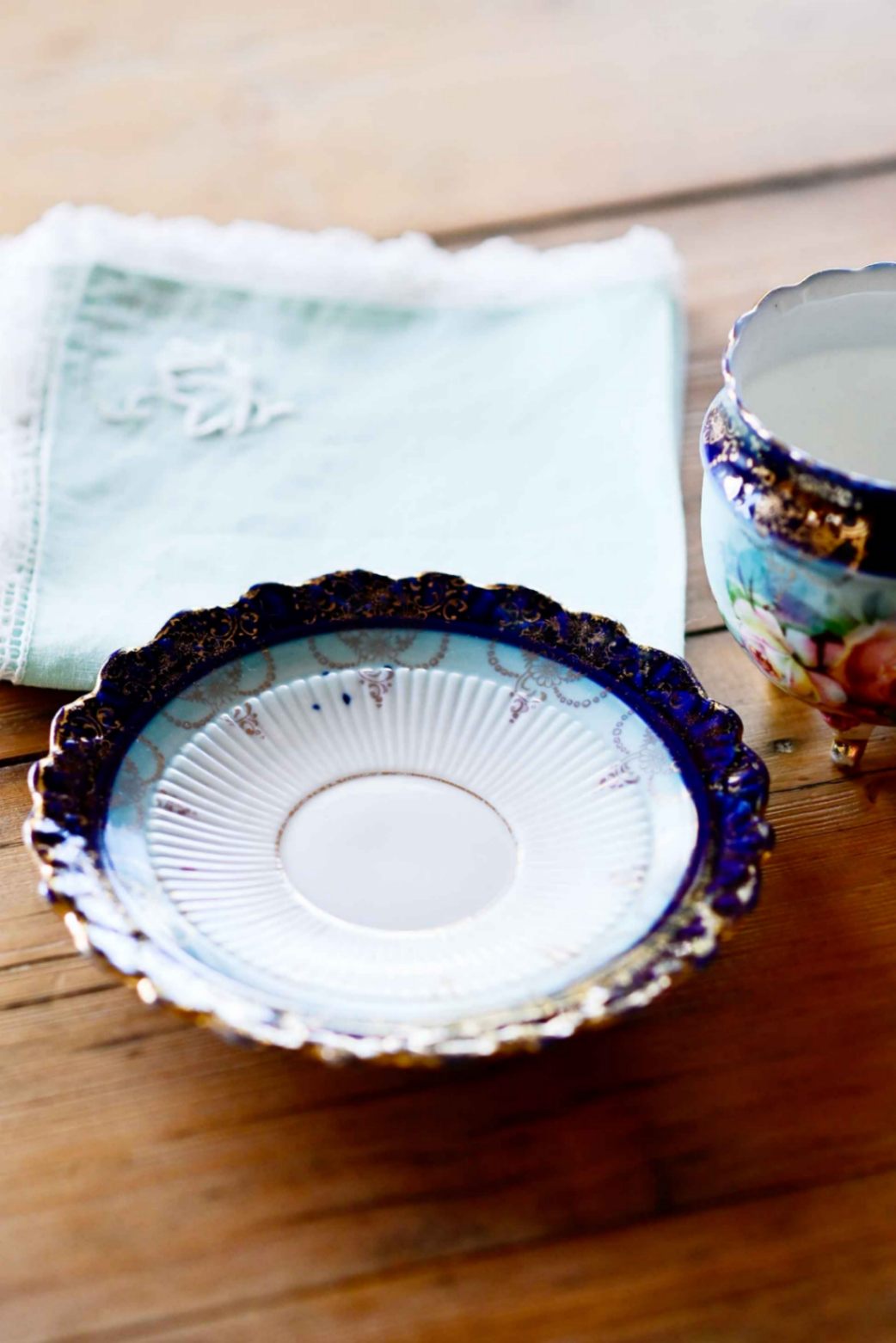 Rare antique European footed teacup and saucer c. 1890