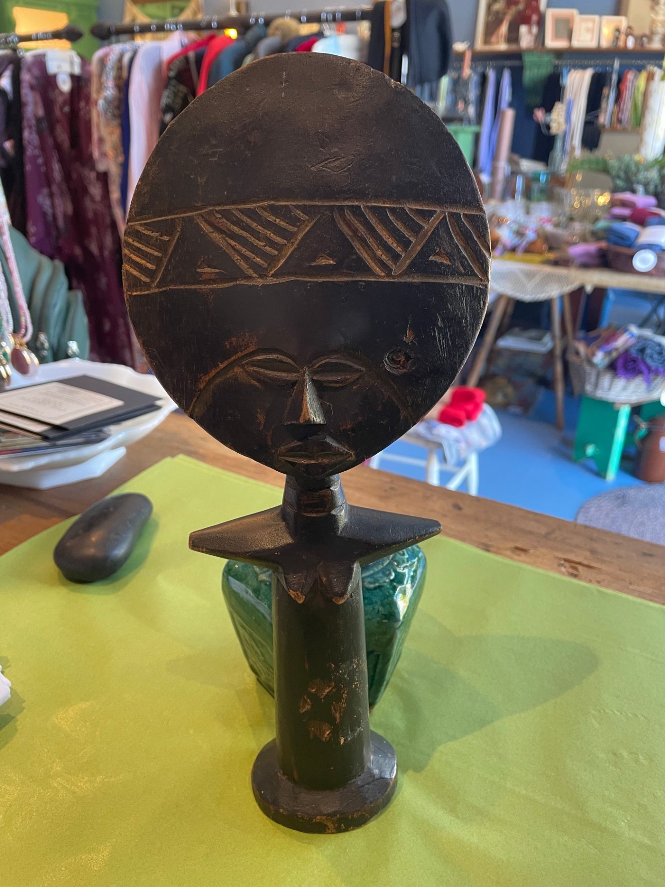 Vintage African Hand Carved Akua'ba Ashanti Fertility Sculpture 1970s