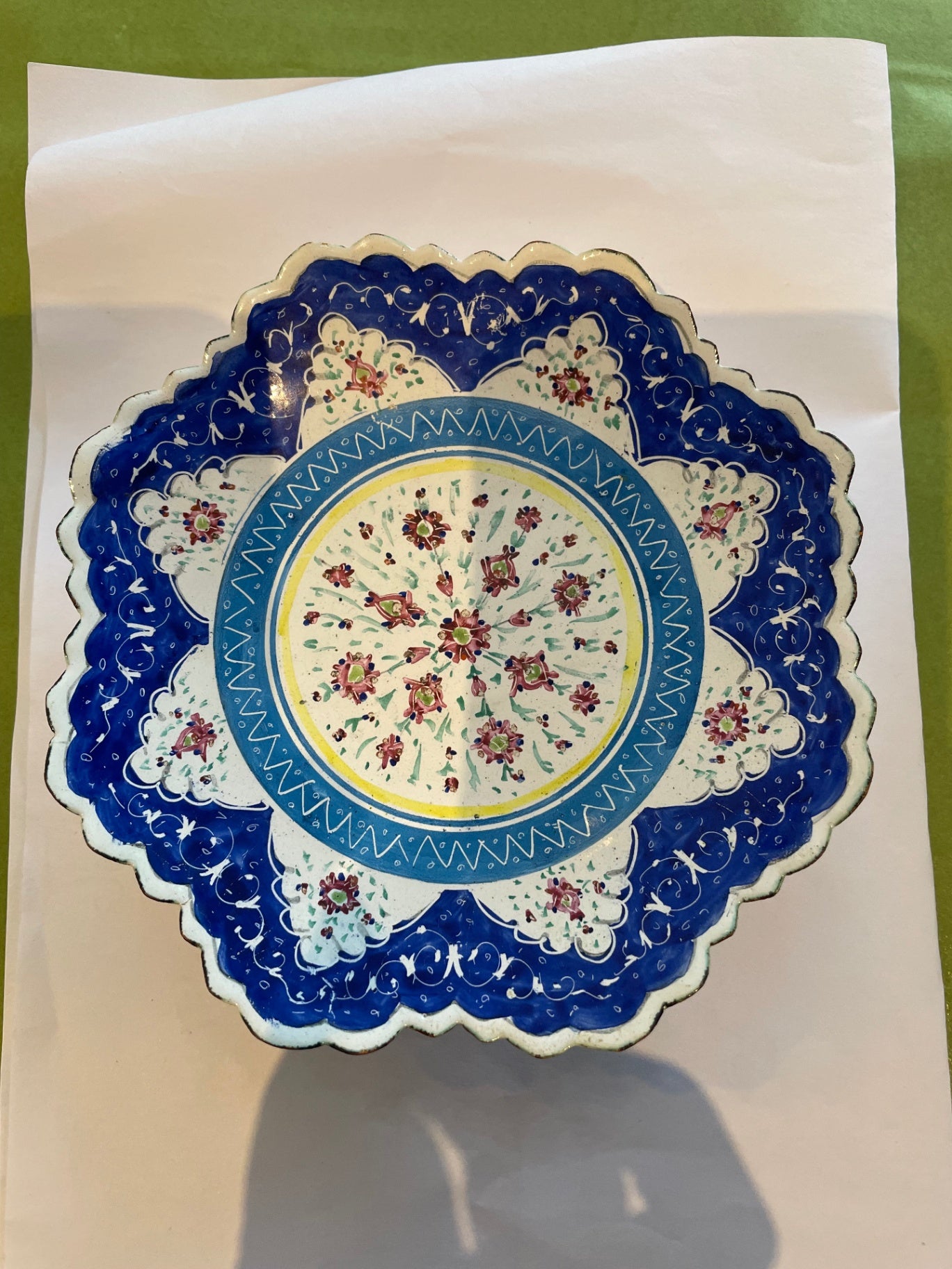 Vintage Minakari hand painted small enamel hanging plate