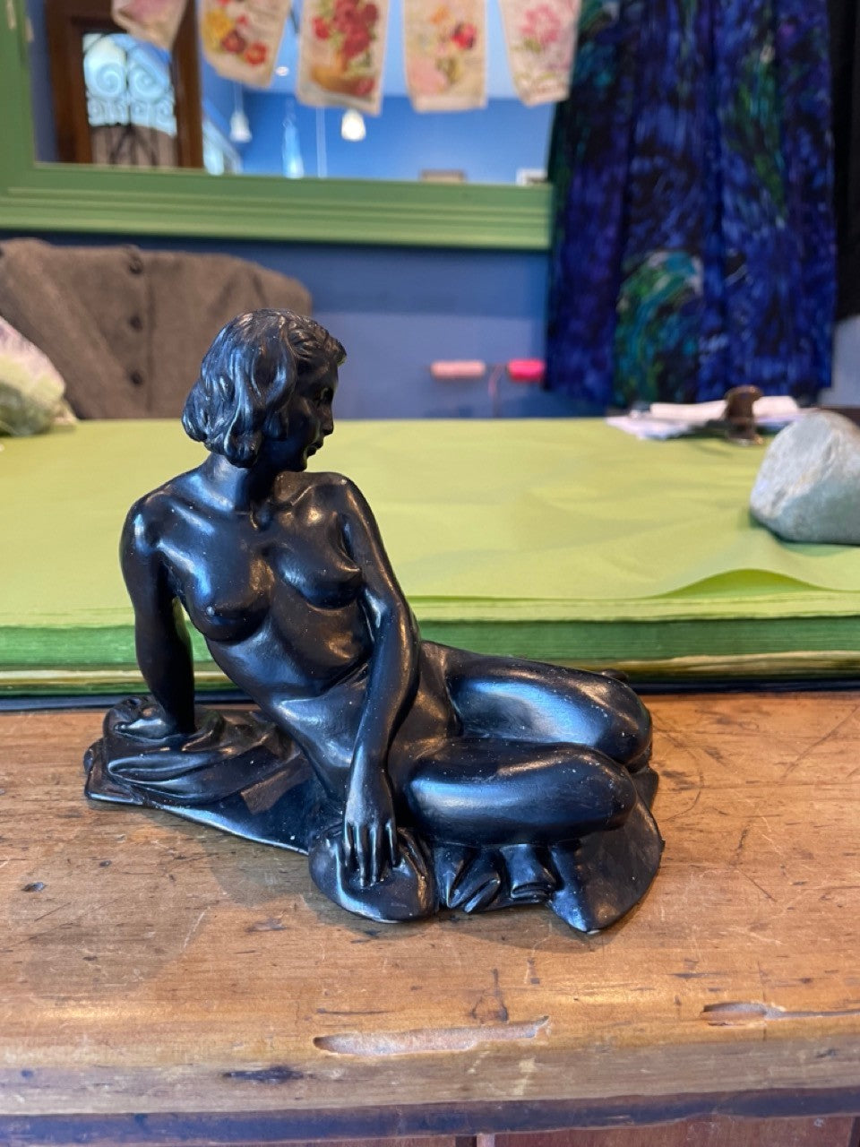 vintage reclining nude black sculpture