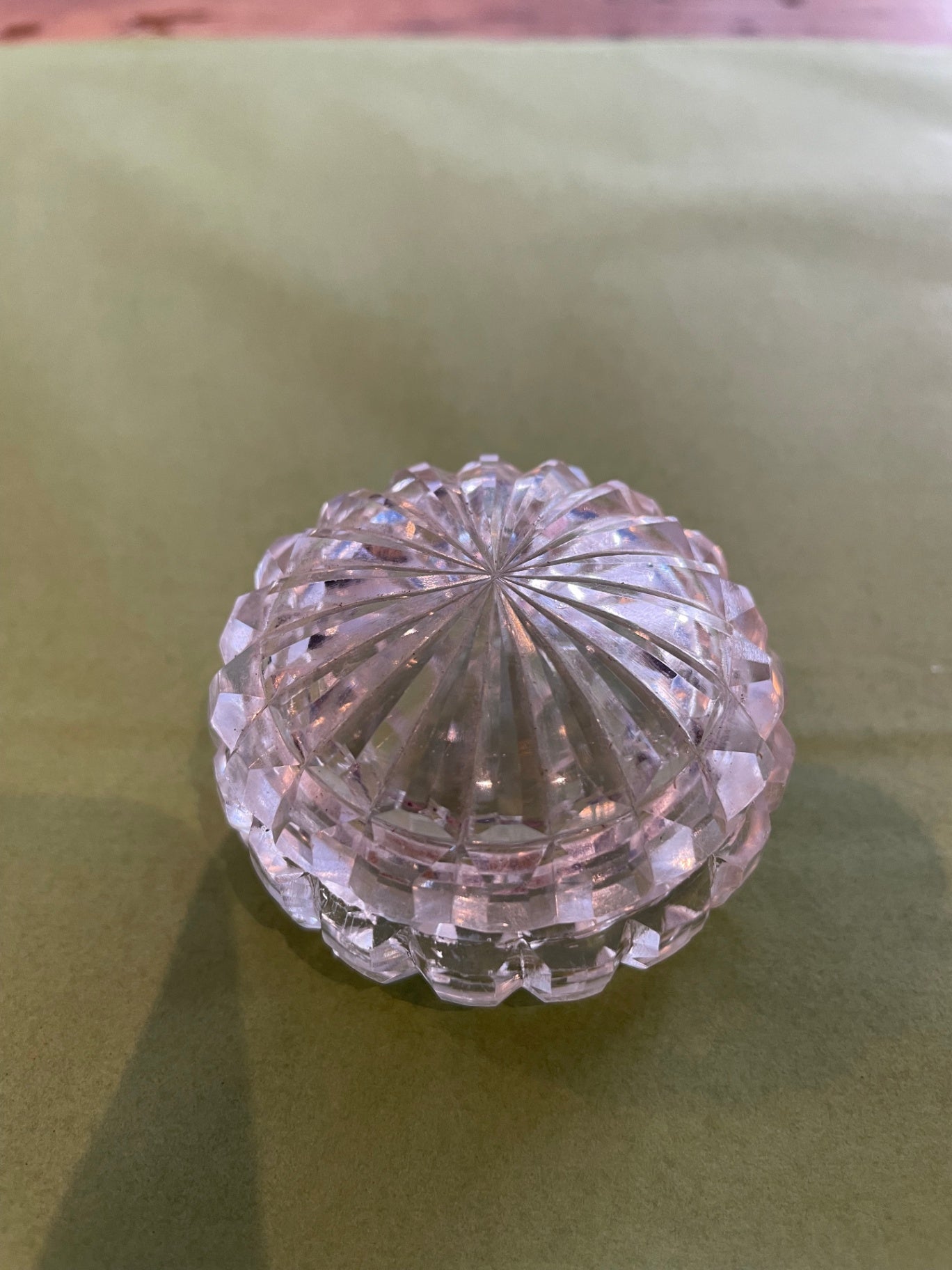 small cut glass lidded trinket or salt jar