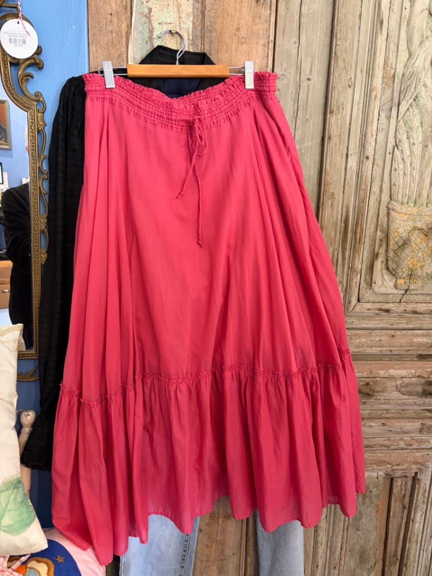 lazybones dark pink long tiered skirt