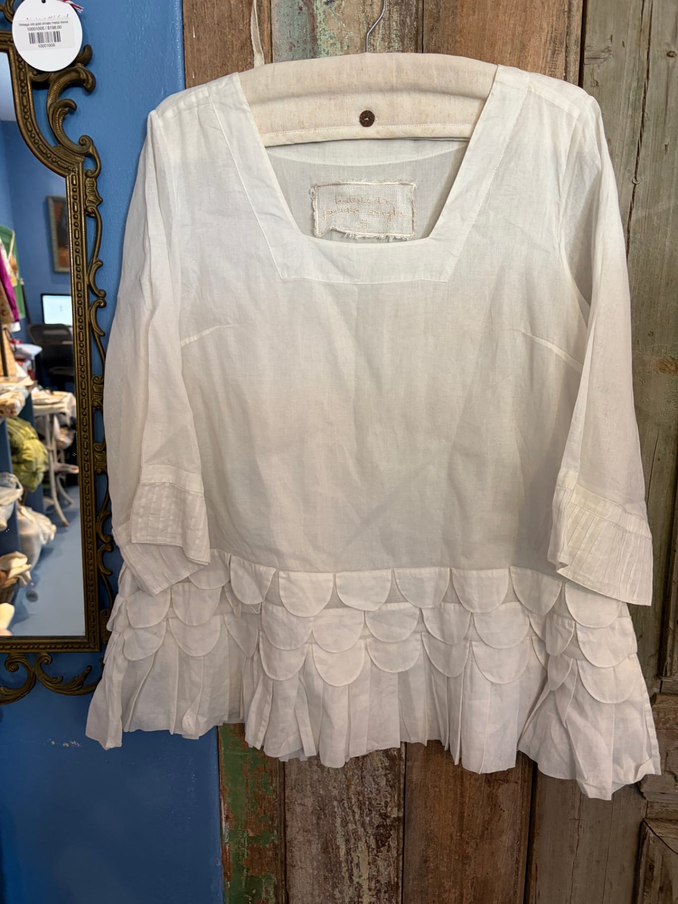 Pure Design white cotton scalloped Blouse