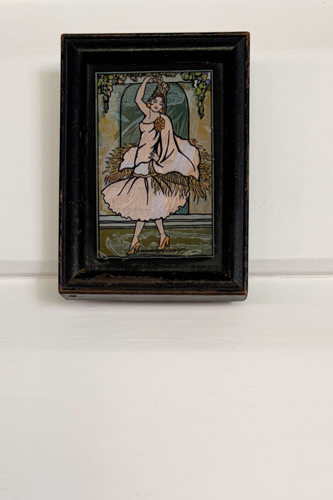 Antique framed c.1920 Blue Morpho Wings artwork