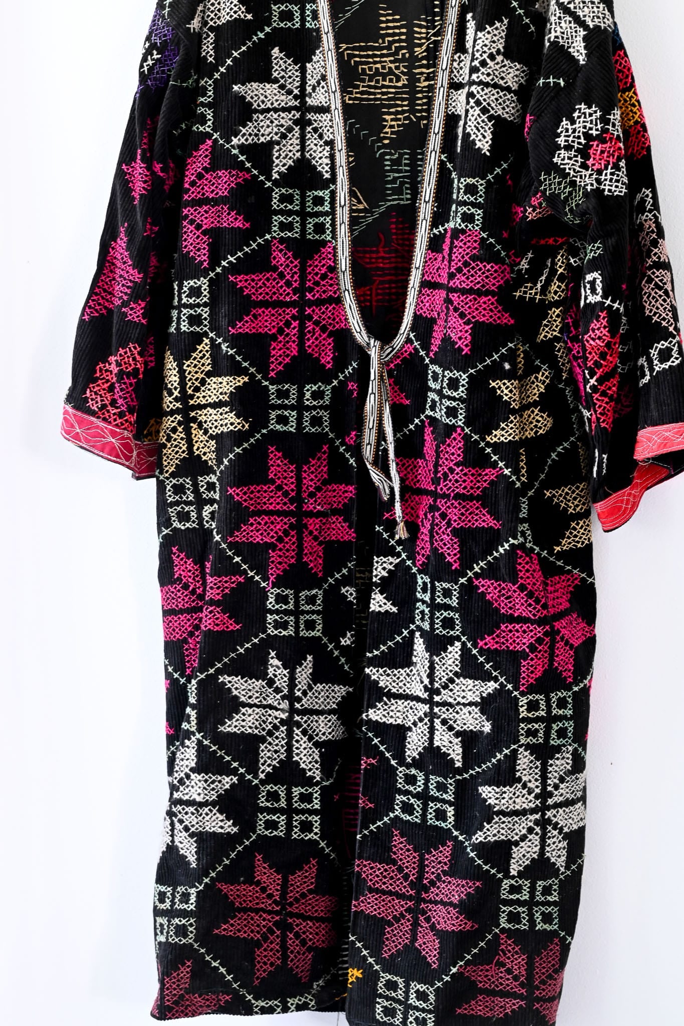 Vintage cross stitched embroidered corduroy jacket