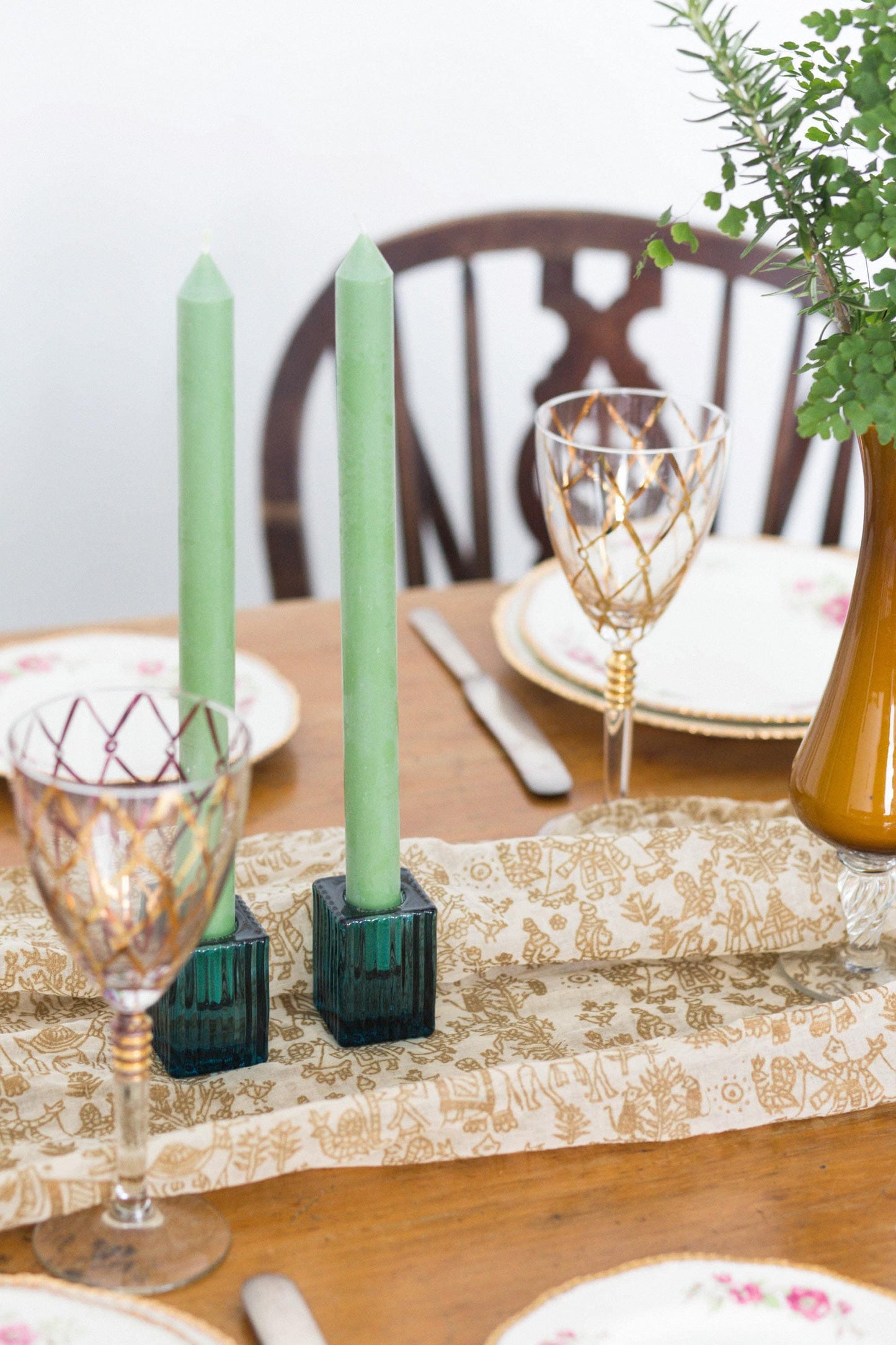 Eco Dinner Candle in Green