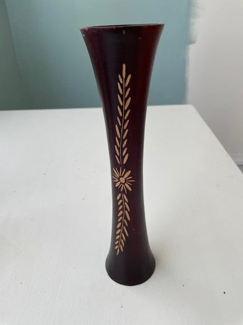 Vintage Etched wooden vase