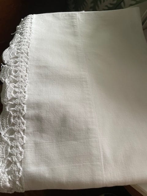 Vintage white pillowcase with lace