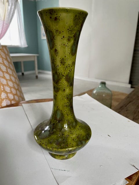 Vintage 60s green pottery vase