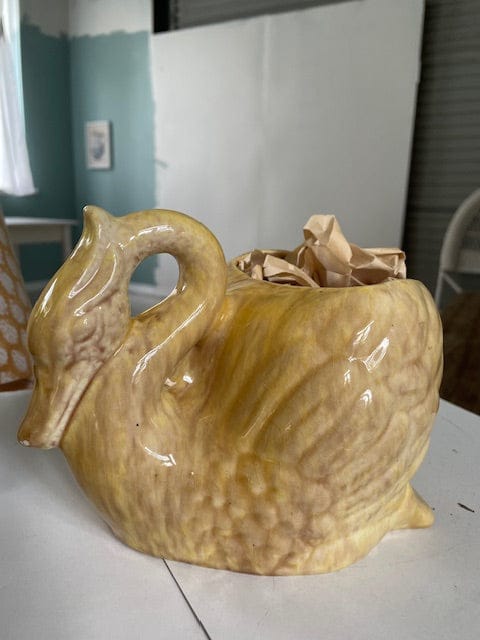 Vintage yellow swan vase