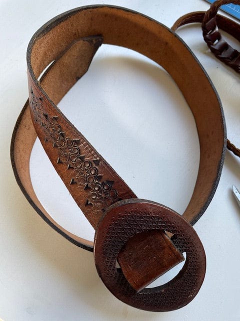 Vintage embossed leather belt