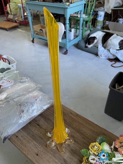 Vintage 60s yellow tall vase