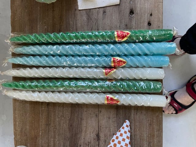 Vintage twirly green candle