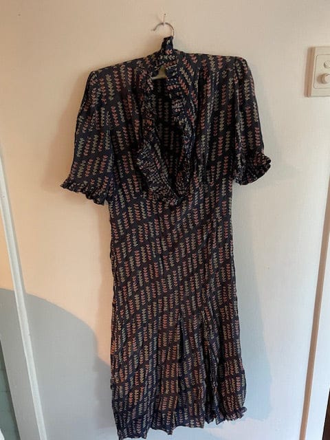 Vintage 30s blue patterned dress