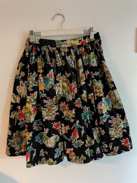 vintage 50s black print skirt