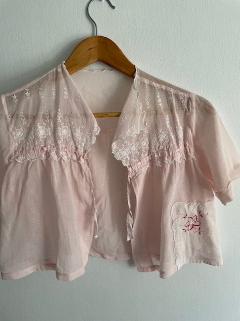 Vintage pink cotton bed jacket