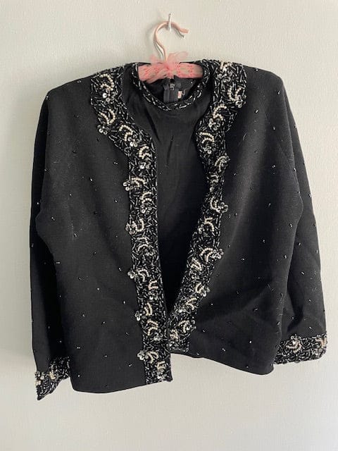 Vintage black beaded cardigan and shell