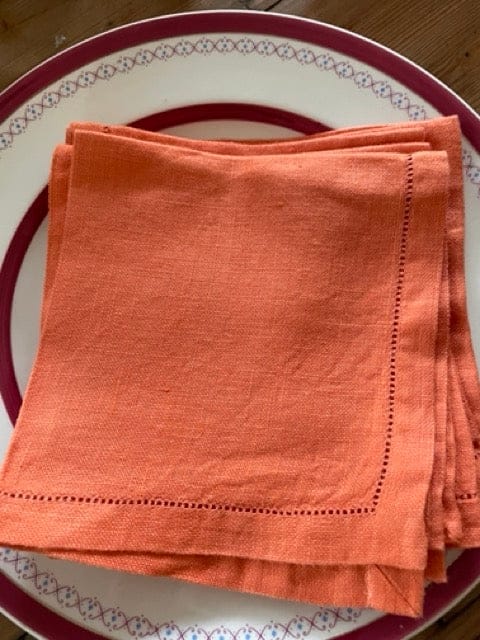 Vintage orange linen napkins - set of 4