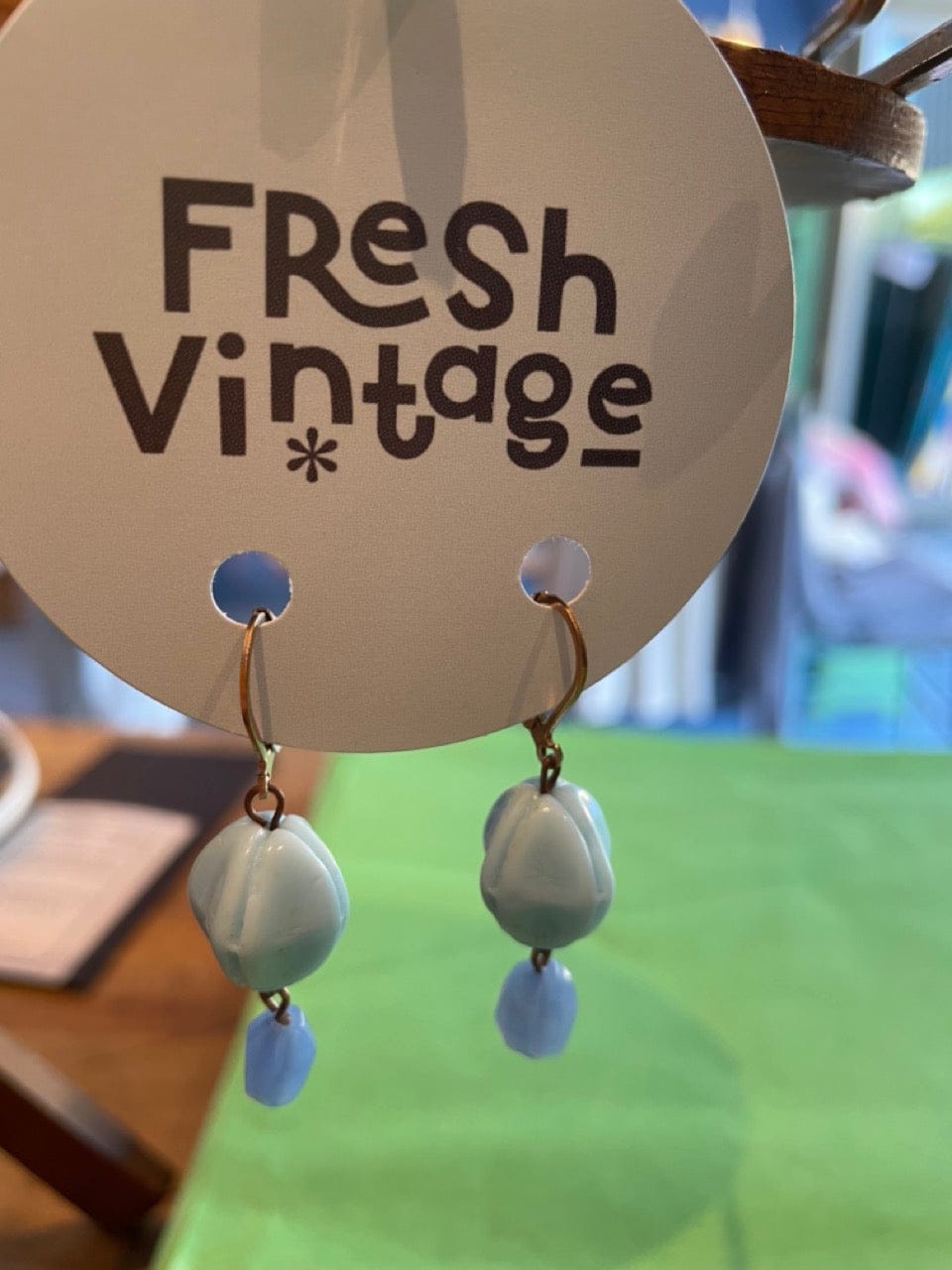 Vintage earrings blue glass