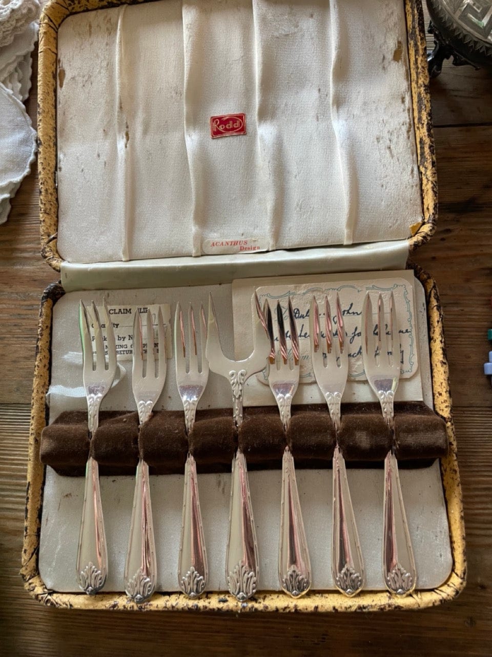 Vintage Rodd box of dessert forks