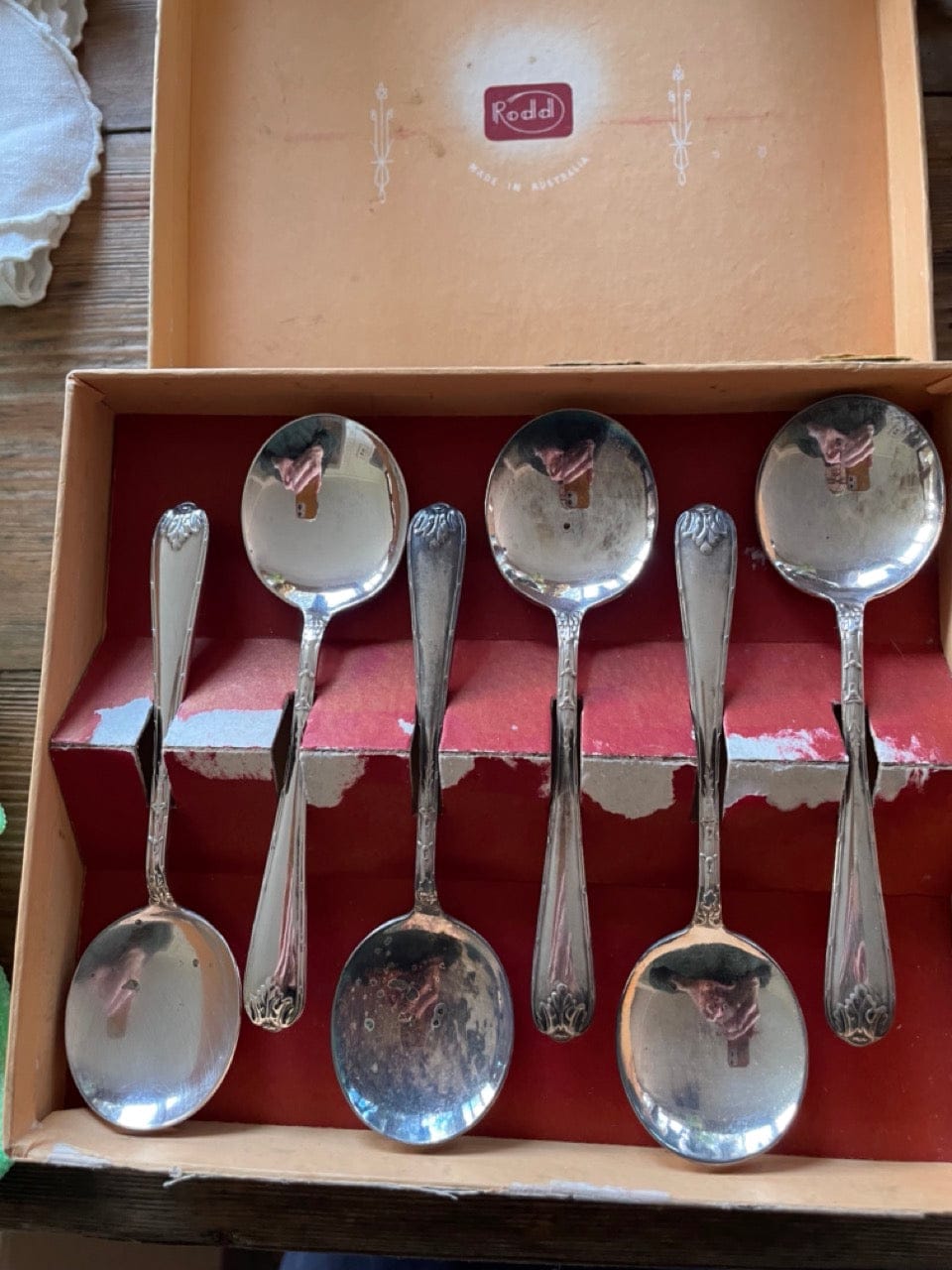 Vintage Rodd box of dessert spoons