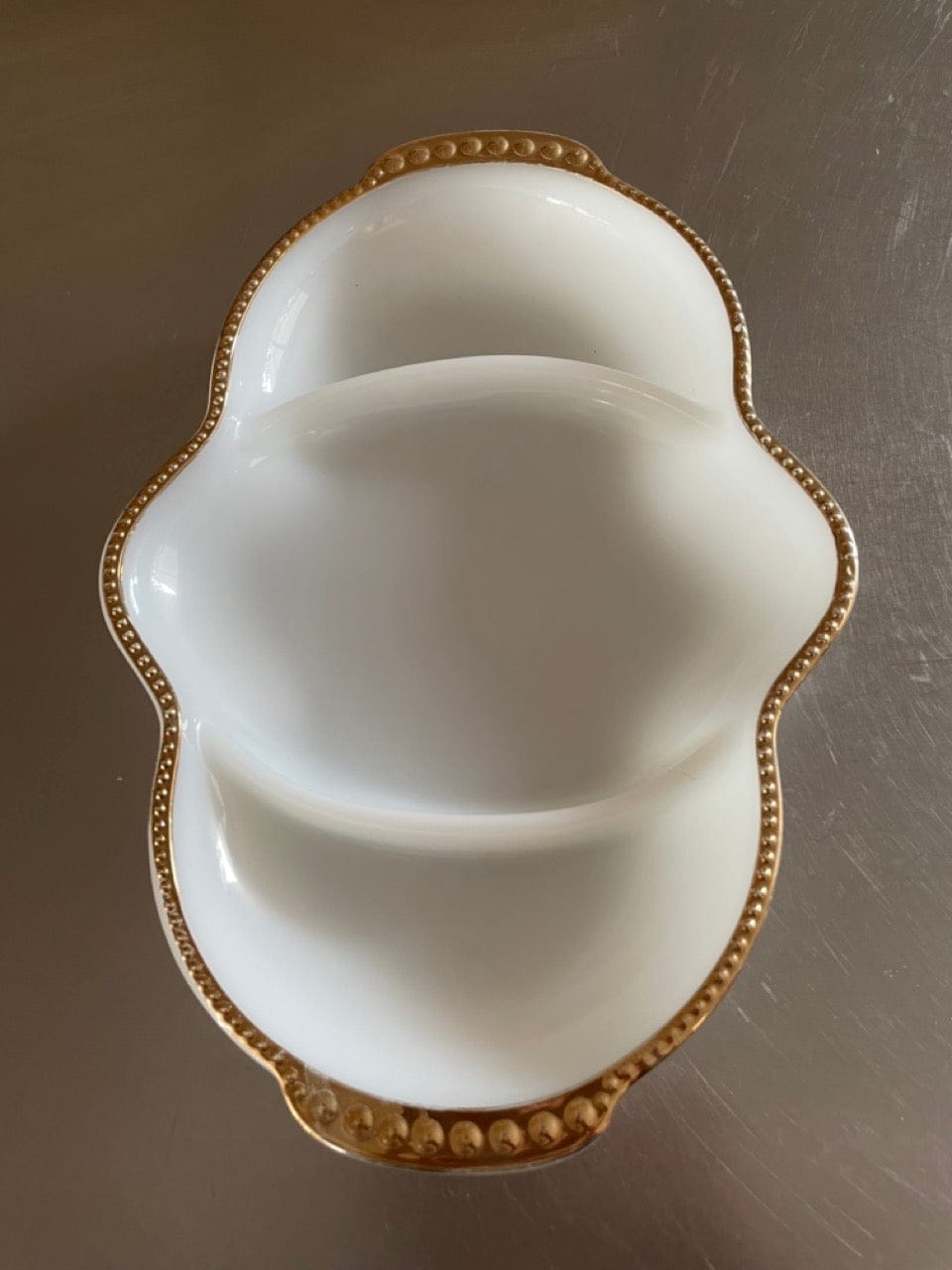 Vintage milk glass relish dish Anchor Hocking