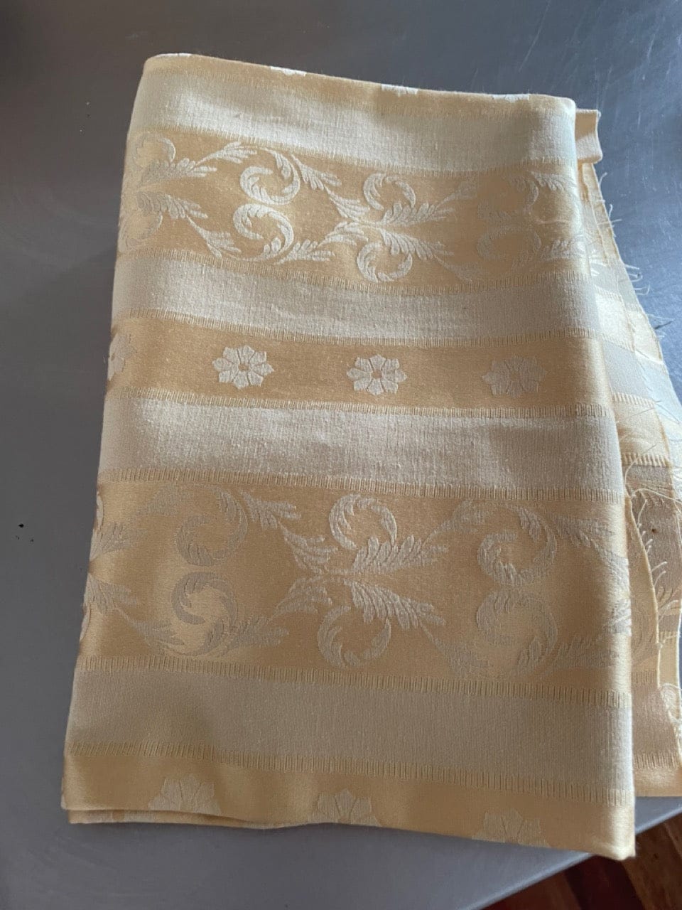 Vintage mustard floral upholstery fabric