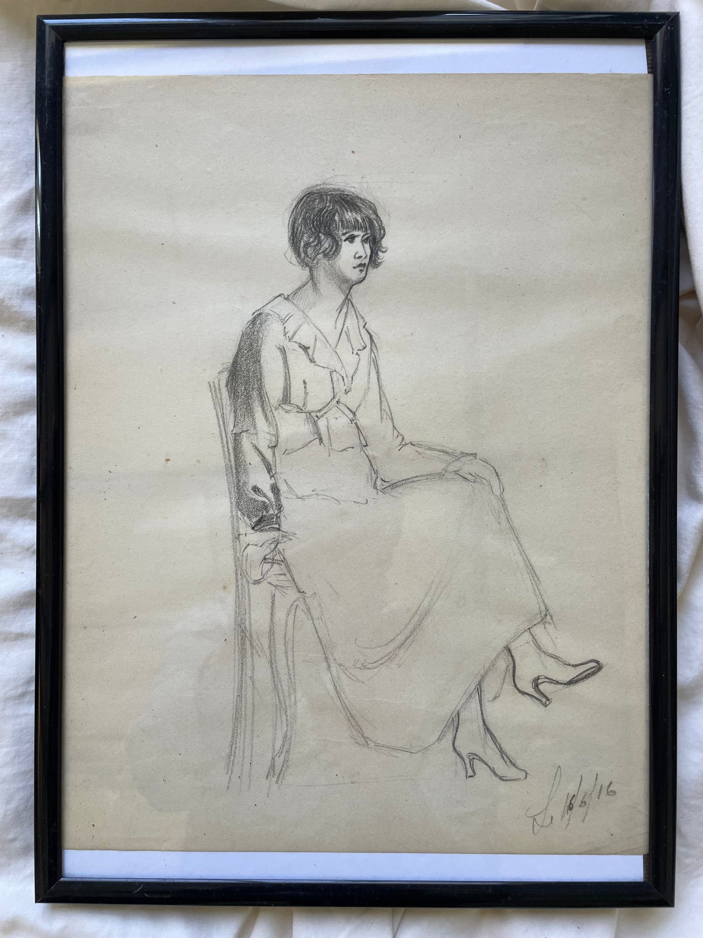Vintage seated woman 1916