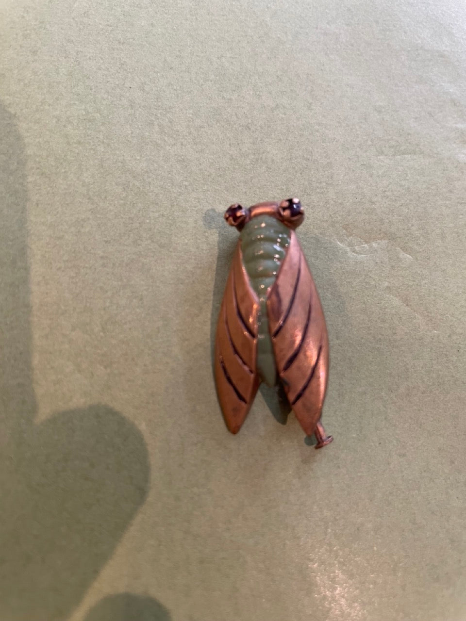 Vintage French enamel Cicada brooch