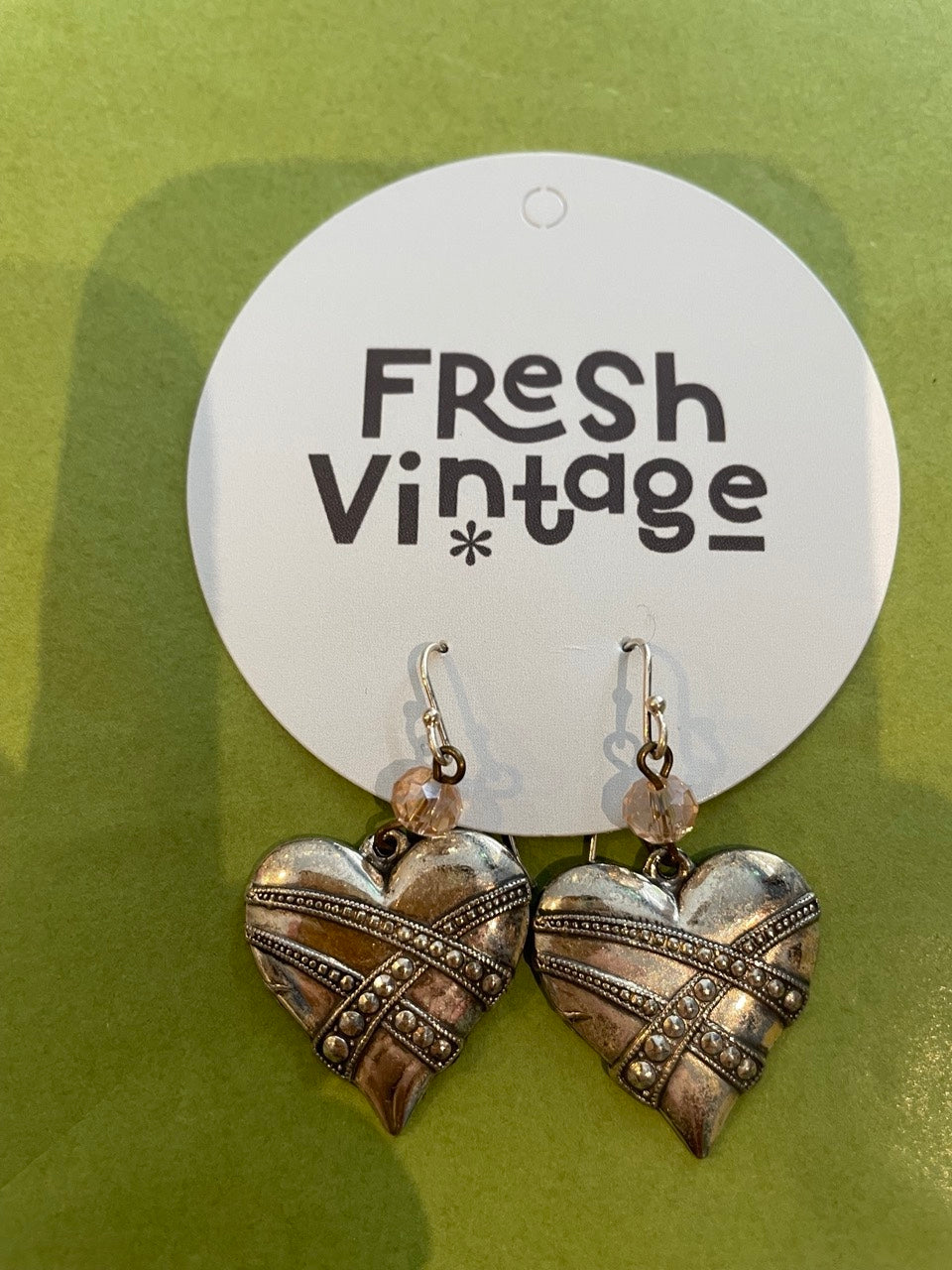 Vintage Fresh Vintage pewter heart earrings