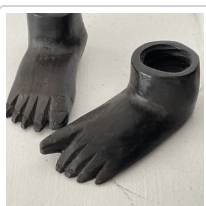 Vintage 50s carved feet candlesticks