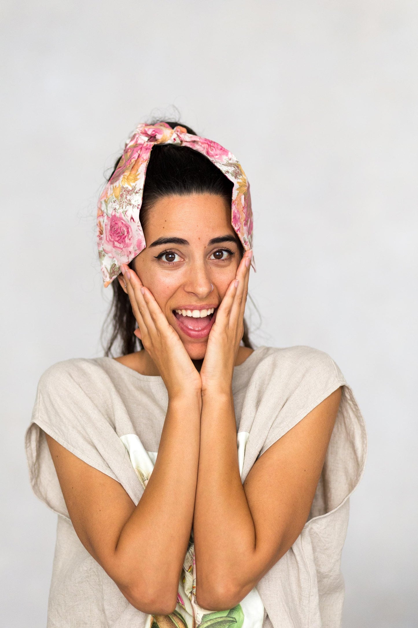 Scrunchie with scarf in Peony