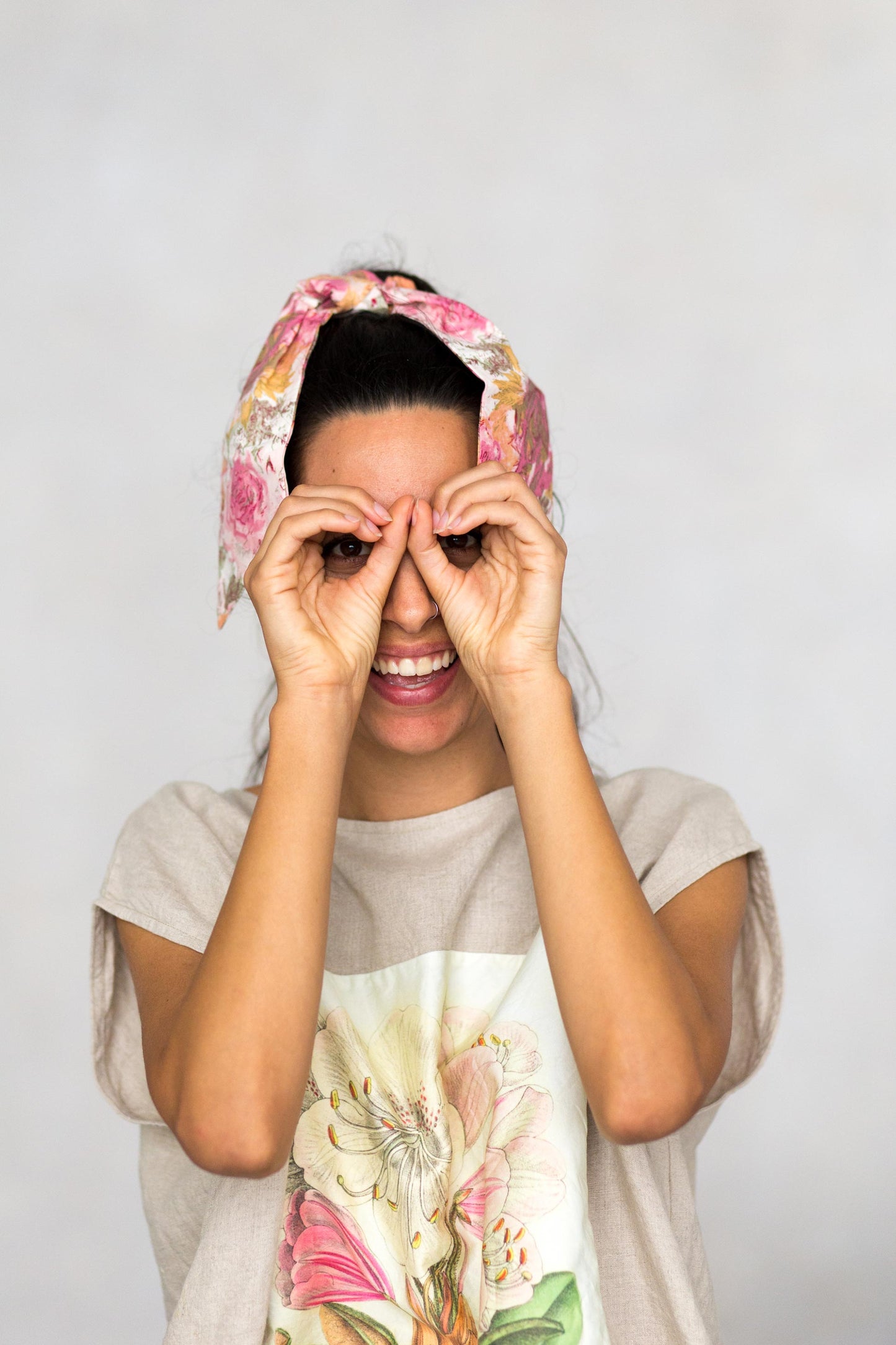 Scrunchie with scarf in Peony