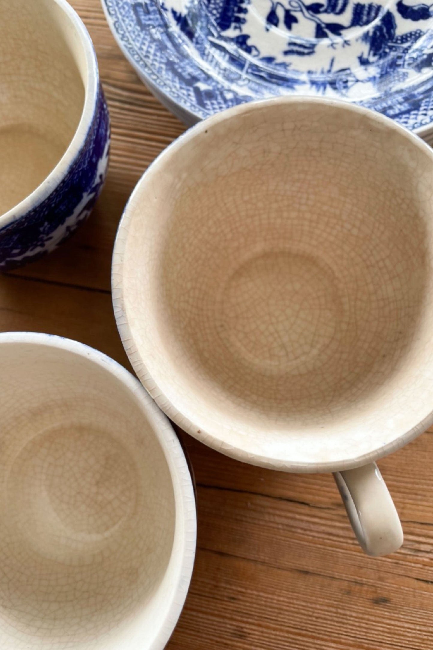 Willow Japan Tea cup and saucer Set of 3 As Is