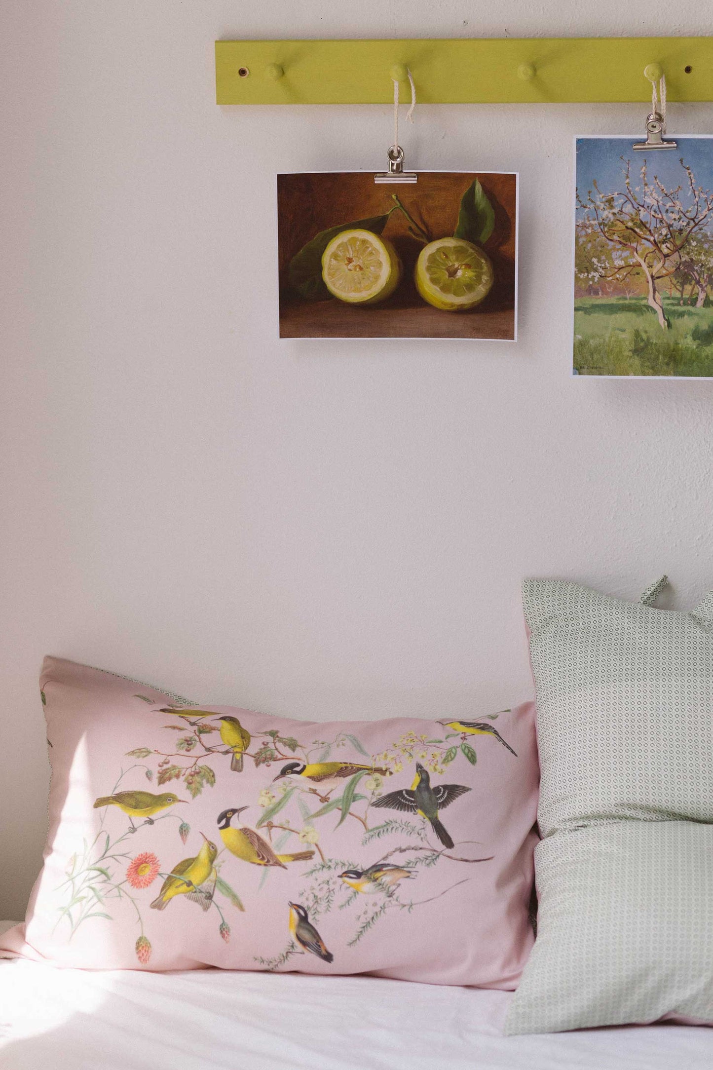 Yellow birds pillowcase set *organic cotton