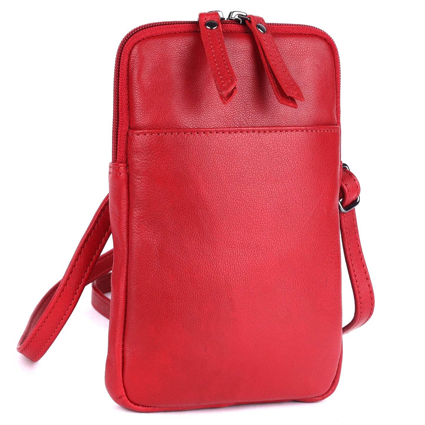 Greenwood Cleo Red Leather Phone Crossbody Bag